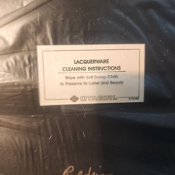 New Vint Otagiri Japan Pearl Iris Flower Lacquerware Serving Tray Black Gold - Picture 4 of 8